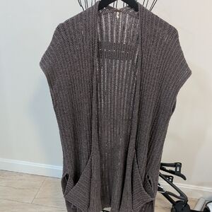 Free People Open-Front Knit Poncho - Gray